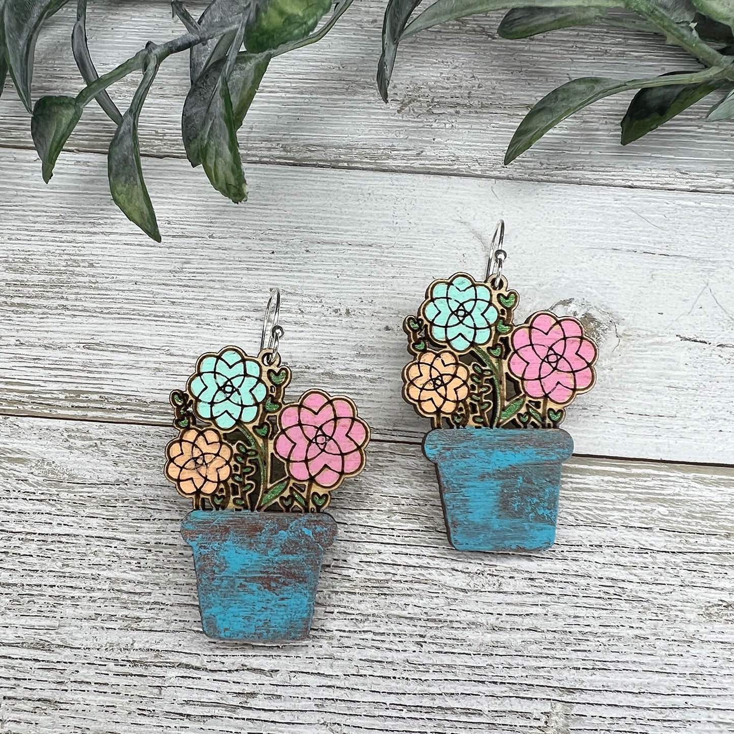 pot plant earrings Flower Pot Dangle Earrings – Glowforge Shop