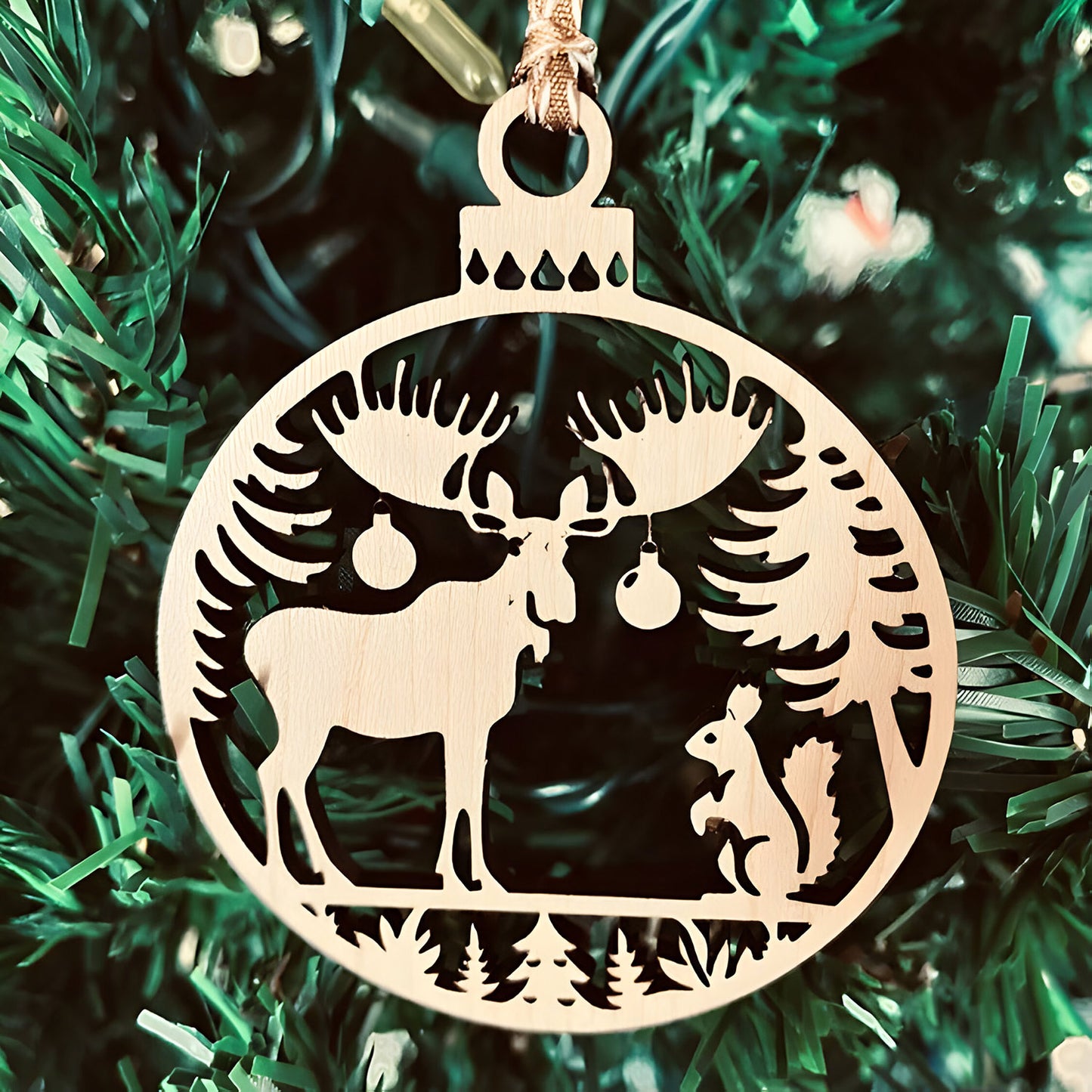 Wood Christmas Tree Ornament (Raindeer) - Forest Decor