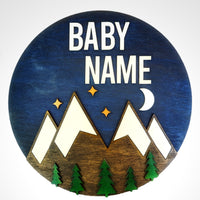 Forest and Mountain Baby Nursery Sign with Moon and Stars