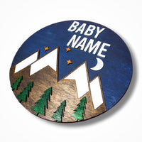 Forest and Mountain Baby Nursery Sign with Moon and Stars