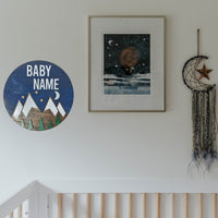 Forest and Mountain Baby Nursery Sign with Moon and Stars