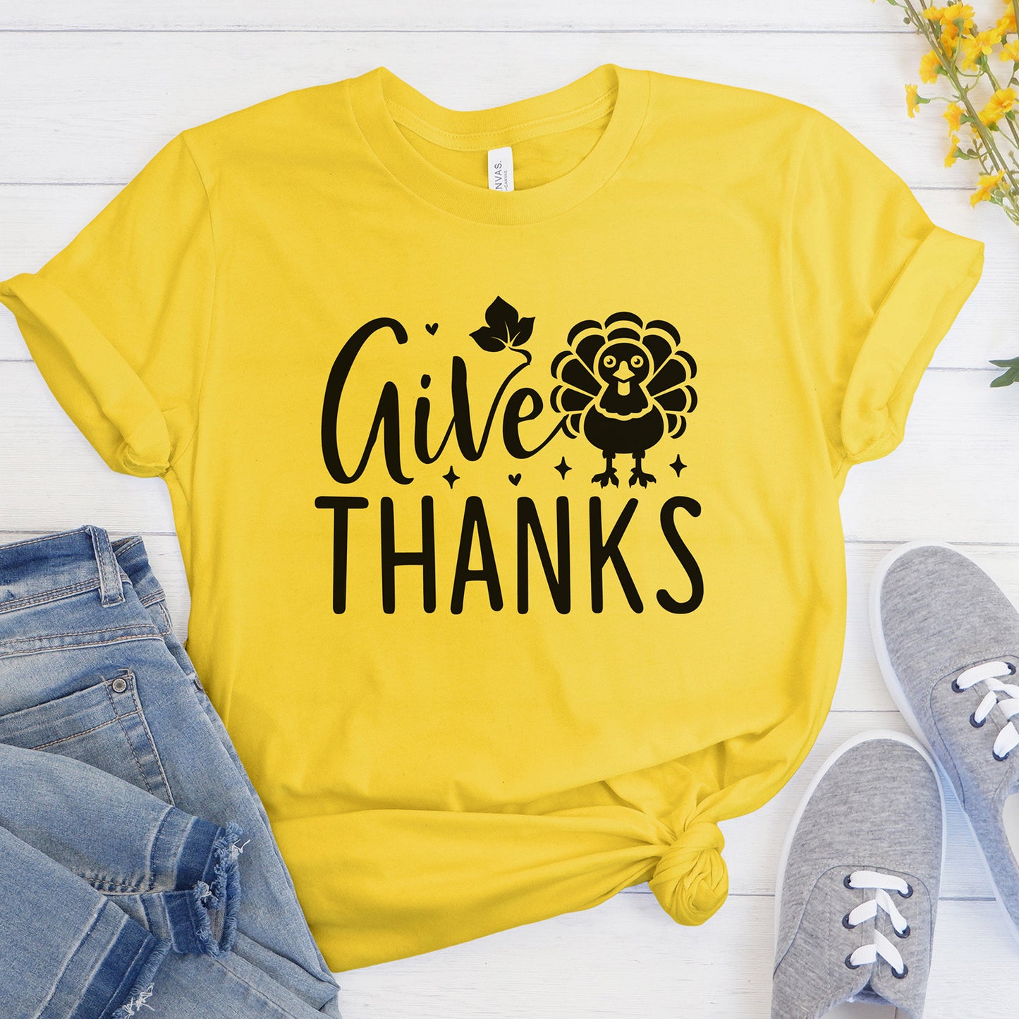 "Give Thanks" With Turkey Graphic