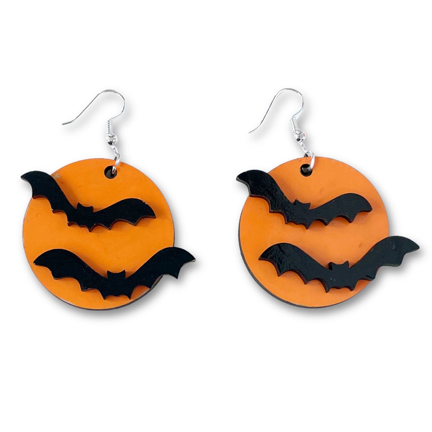 Halloween Bats Round Dangle Earrings