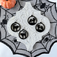 Halloween Black Cat Round Dangle Earrings