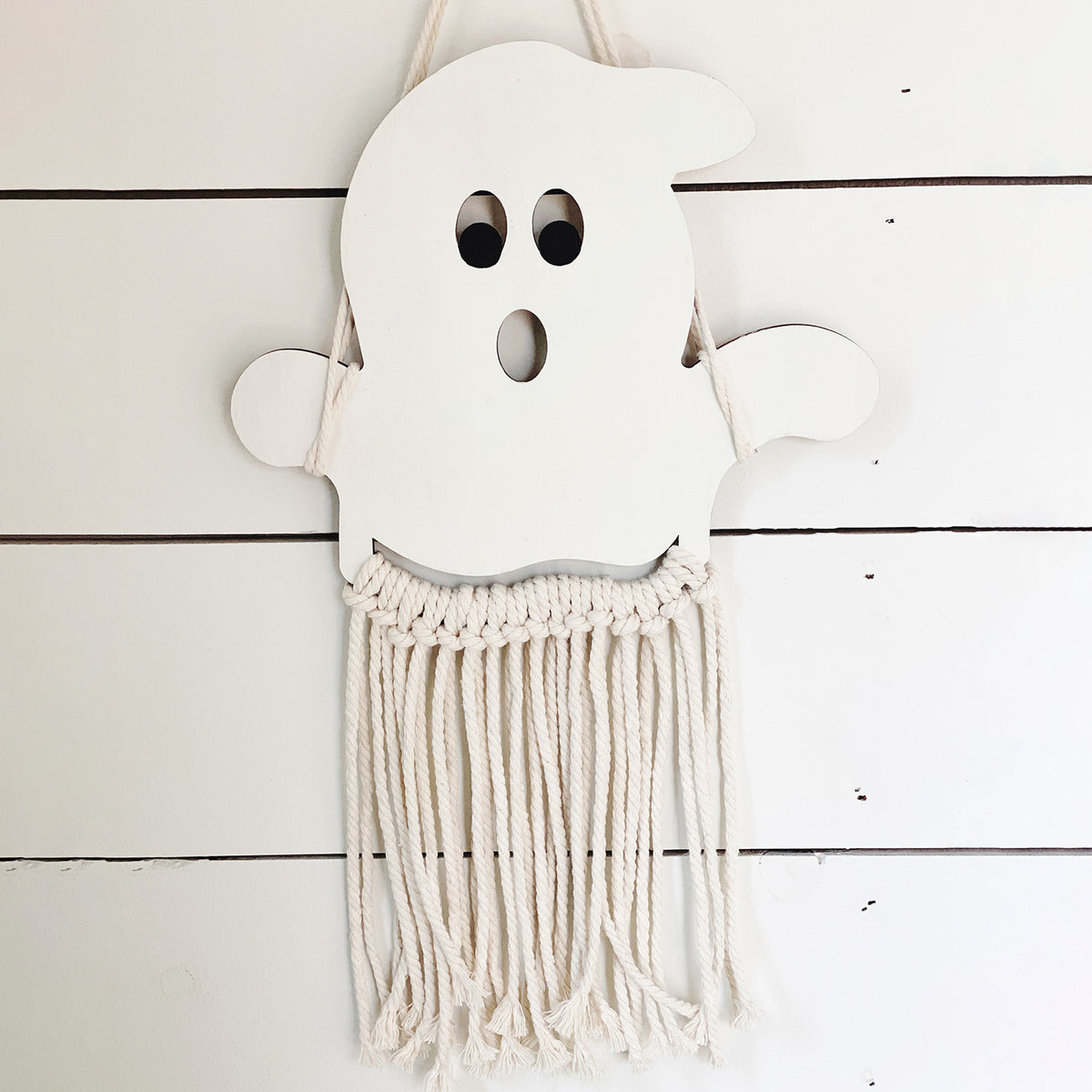 Macrame Rope Ghost Wall Decor - Beige Halloween Autumn Fall Decor Modern  Cute Trendy House Decor Minimalist Fun Scandi Ghost Character Gift