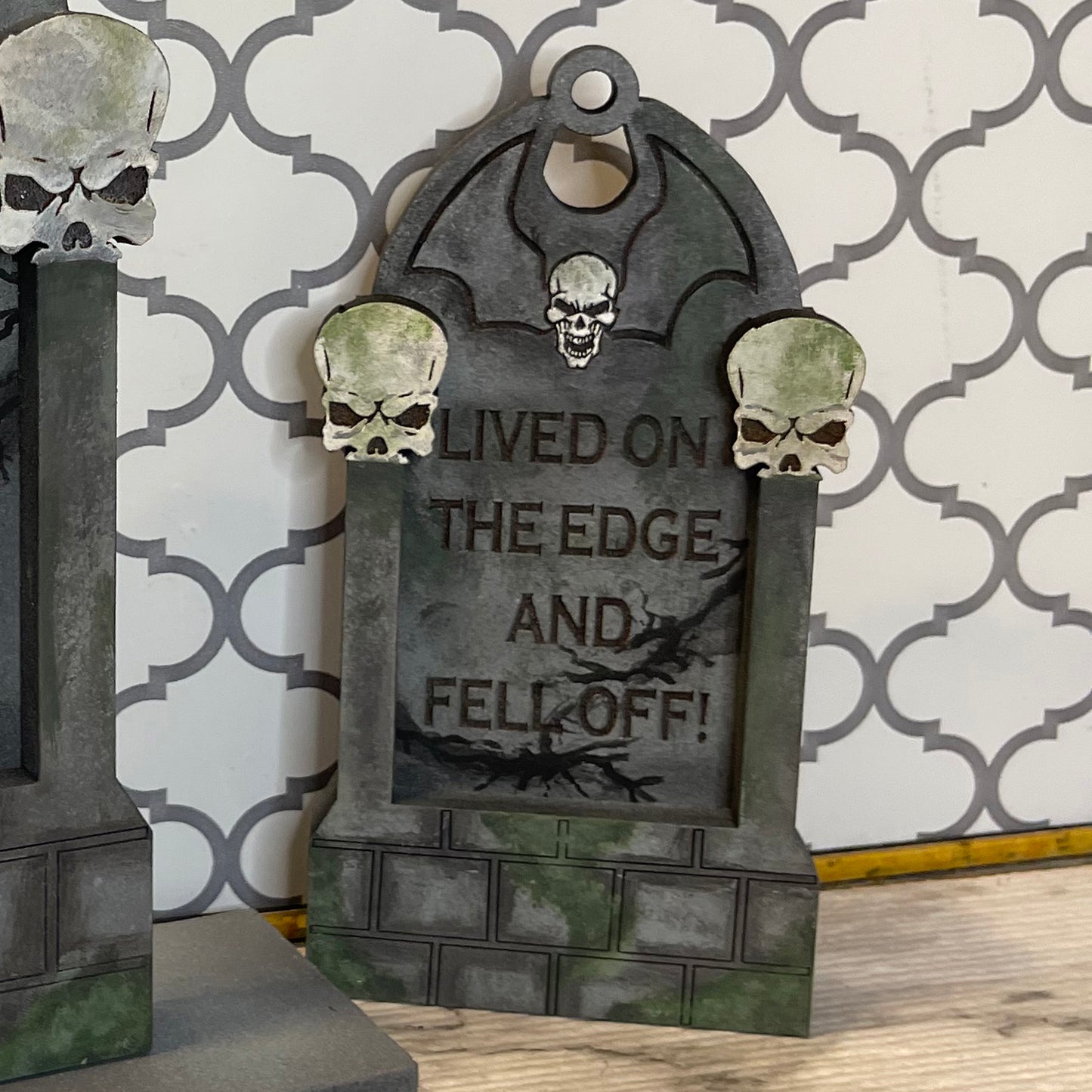 Halloween Silly Tombstones Lived On The Edge Car Charm