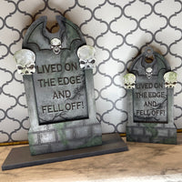 Halloween Silly Tombstones Lived On The Edge (Large)