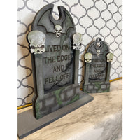 Halloween Silly Tombstones Lived On The Edge (Large)