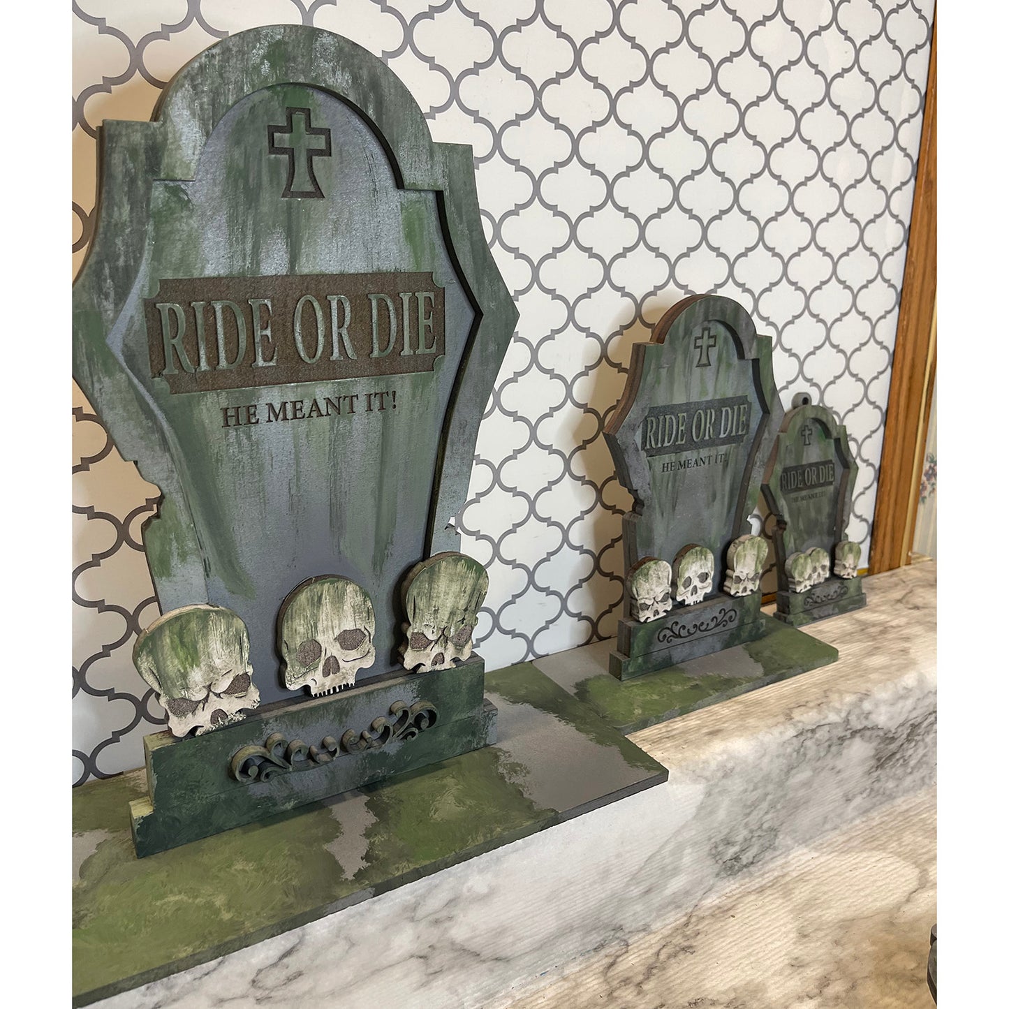 Halloween Silly Tombstones Ride Or Die (Large)