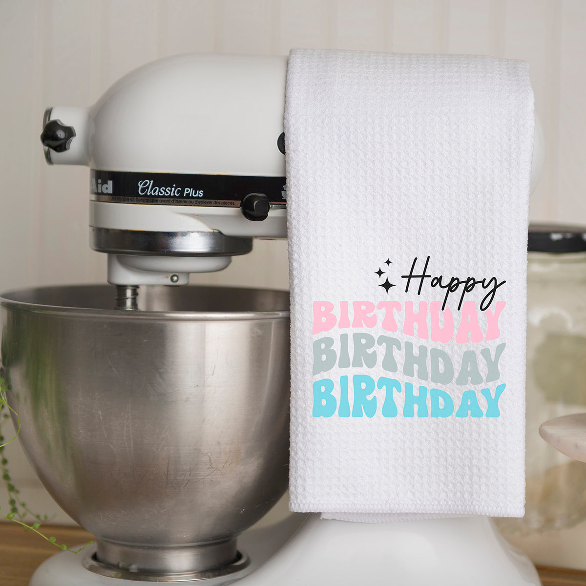 "Happy Birthday Birthday Birthday" With Three Stars Graphic - Glowforge