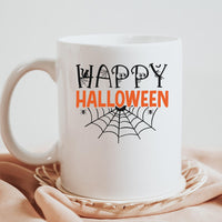 "Happy Halloween" With Spider Webs Graphic