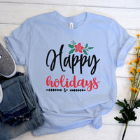 "Happy Holidays" With Poinsettia Graphic