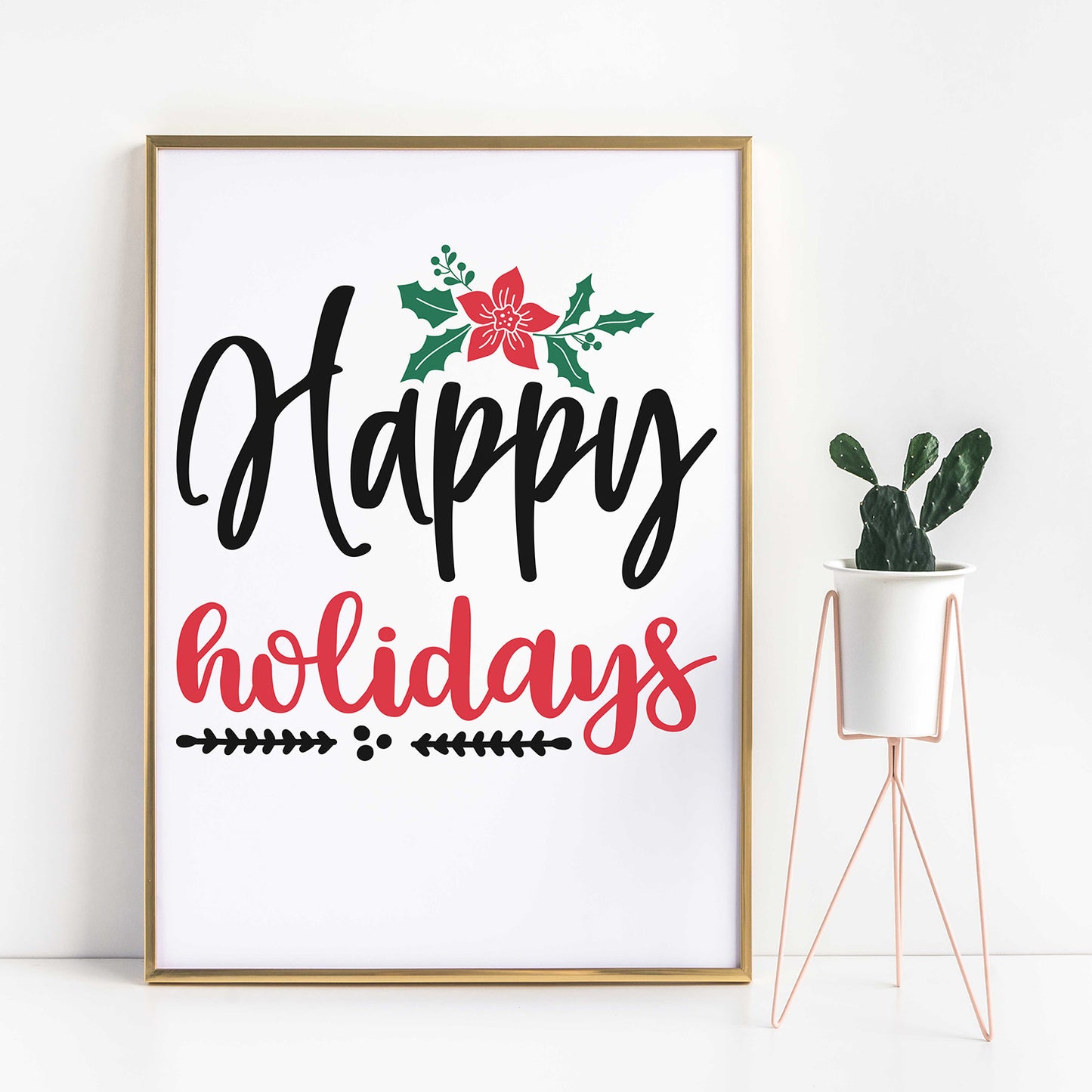 "Happy Holidays" With Poinsettia Graphic