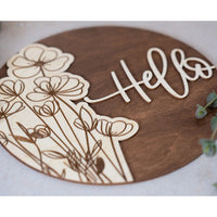 Hello Door Hanger With Wildflowers - Floral Door Sign