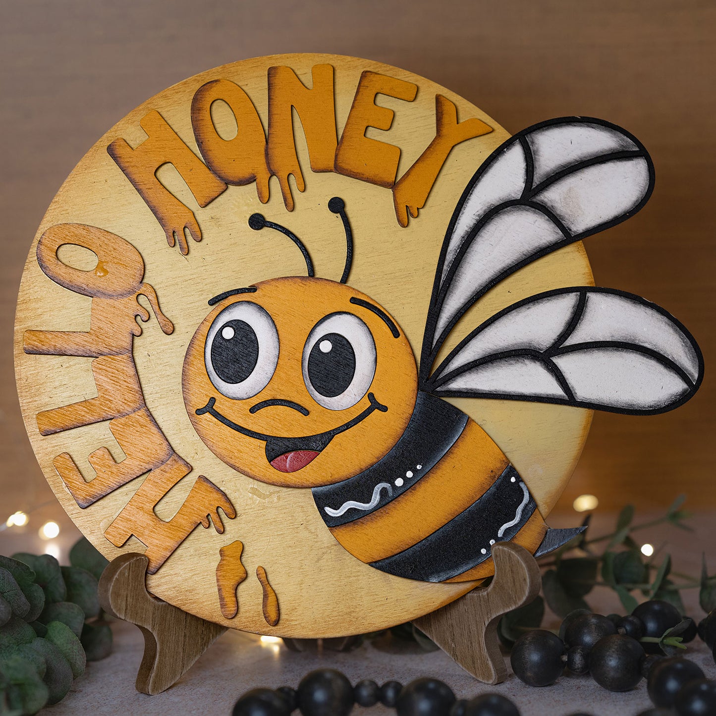 Hello Honey Bee Door Hanger Welcome Sign