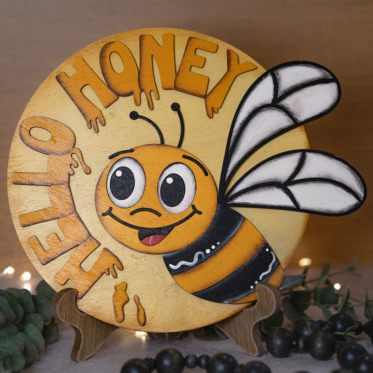 Hone Hello Hello Honey Bee Door Hanger Welcome Sign – Glowforge Shop