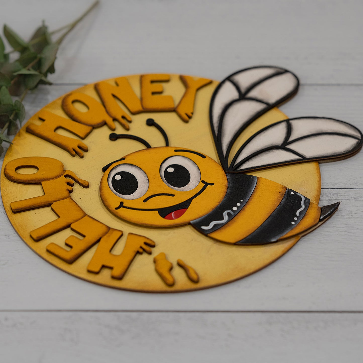 Hello Honey Bee Door Hanger Welcome Sign
