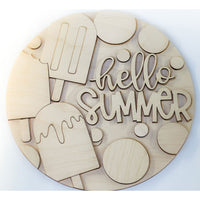 Hello Summer Popsicles Door Hanger - Hello Summer Door Sign