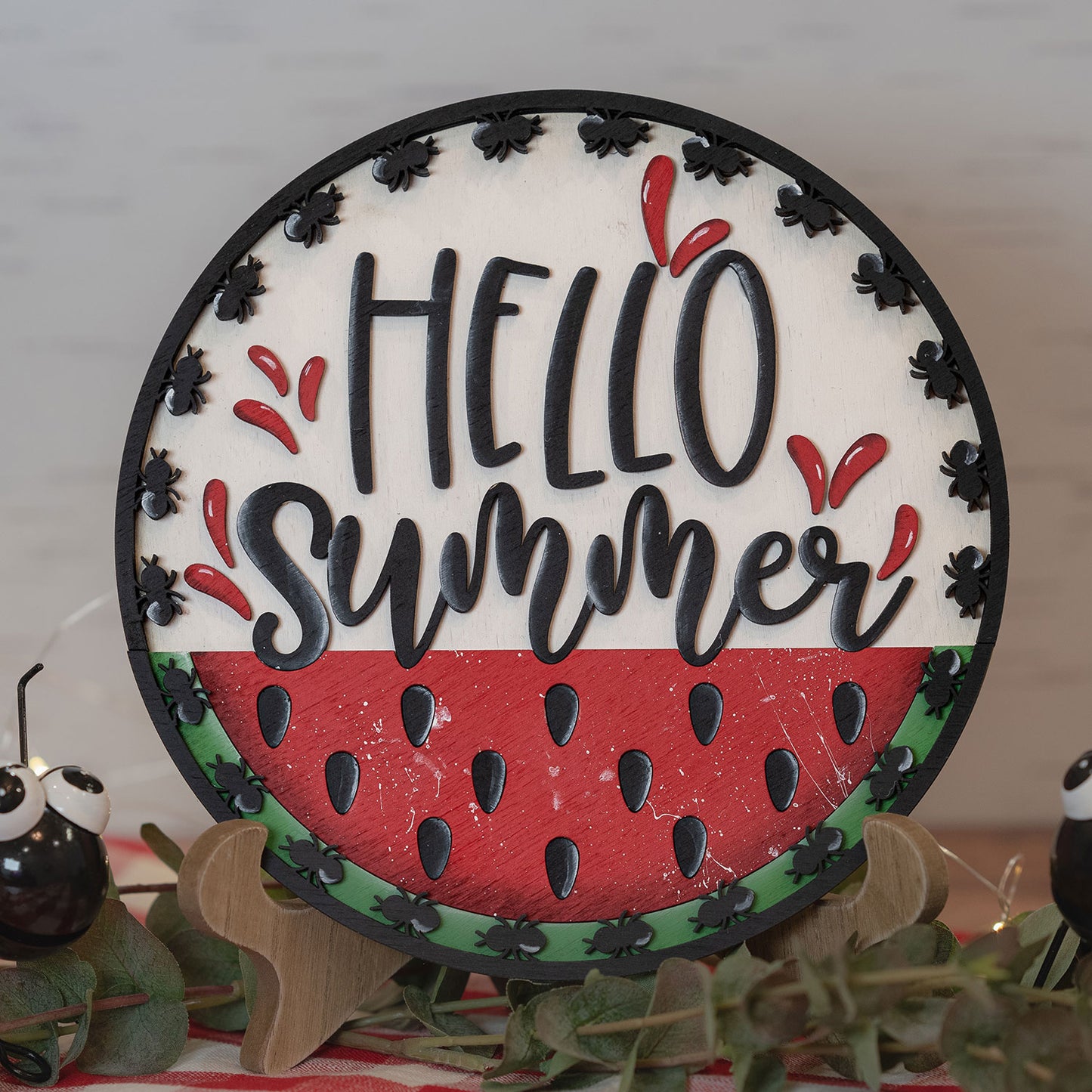 Hello Summer with Watermelon and Ants Door Hanger