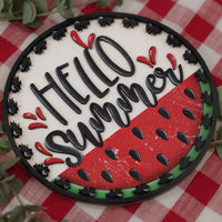 Hello Summer with Watermelon and Ants Door Hanger