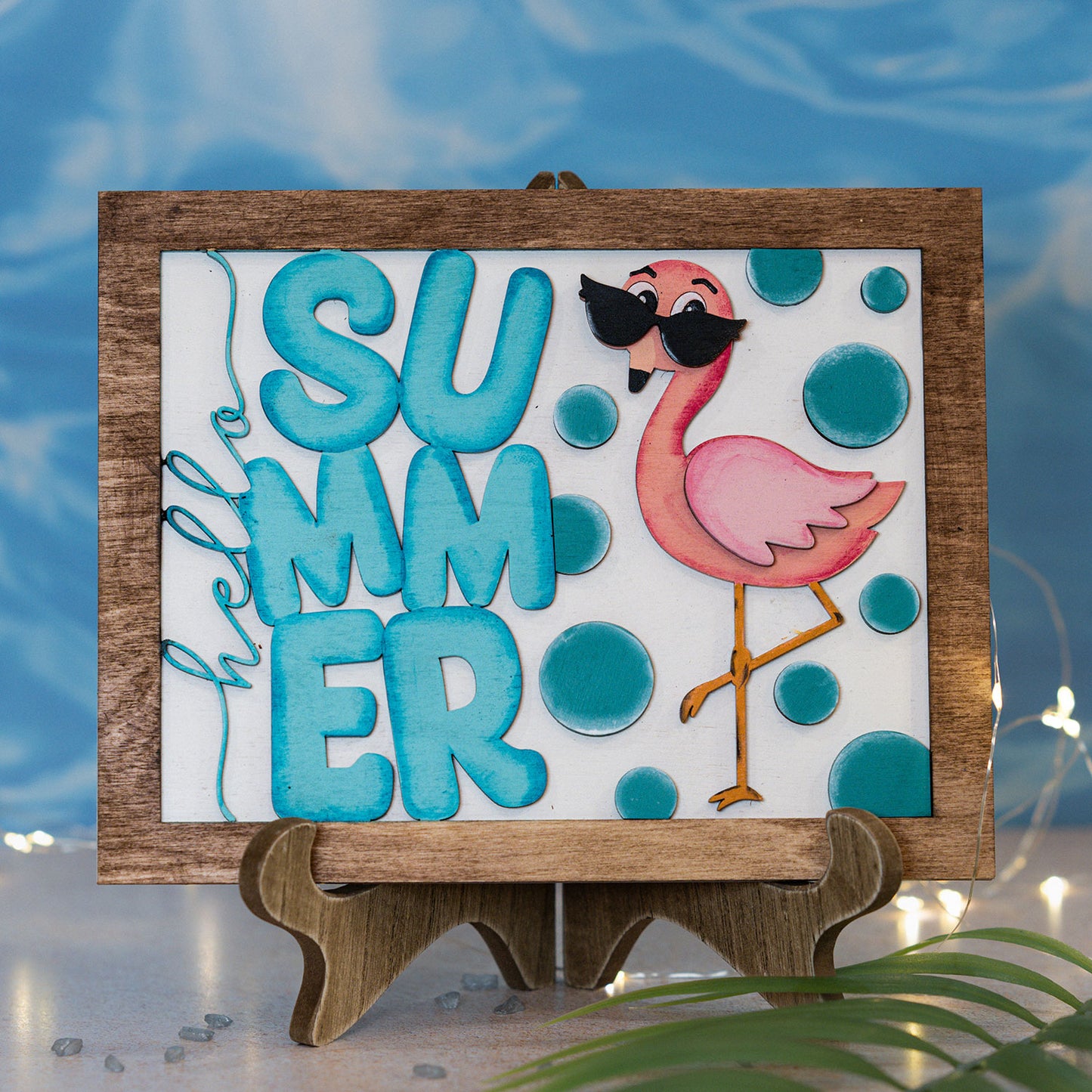 Hello Summer with Cool Flamingo - Hello Summer Sign