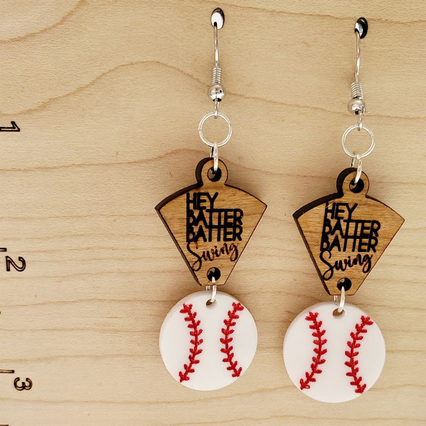 Hey Batter Batter Swing 2-Part Baseball Earrings