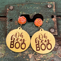 Hey Boo Dangle Earrings - Halloween Earrings