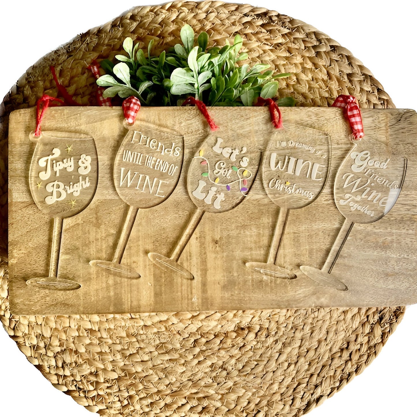 Holiday Wine Glass Ornament - "Friends Until The End of Wine"