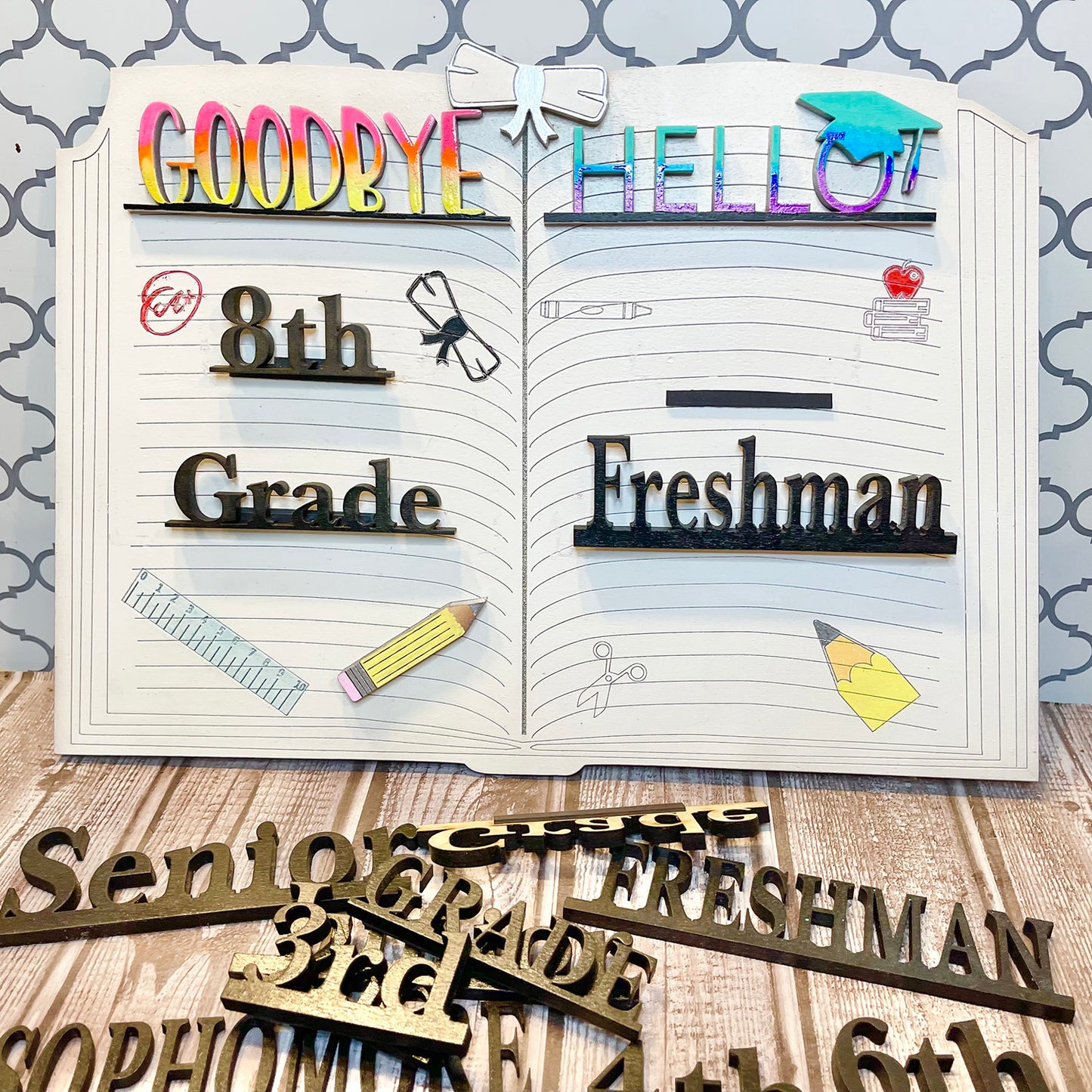 Interchangeable Book Themed Grade Passing Sign with Grades K-12