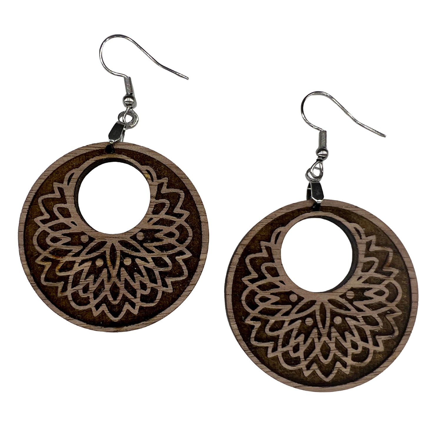 Intricate Mandala Engraved Hoop Dangle Earring