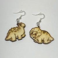 Jurassic Dinosaur Dangle Earrings - Triceratops