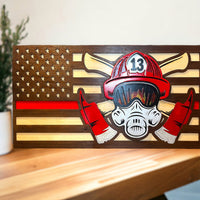 Layered Firefighter Flag Sign / Wall Decor