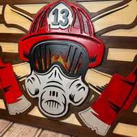 Layered Firefighter Flag Sign / Wall Decor