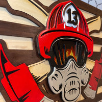 Layered Firefighter Flag Sign / Wall Decor