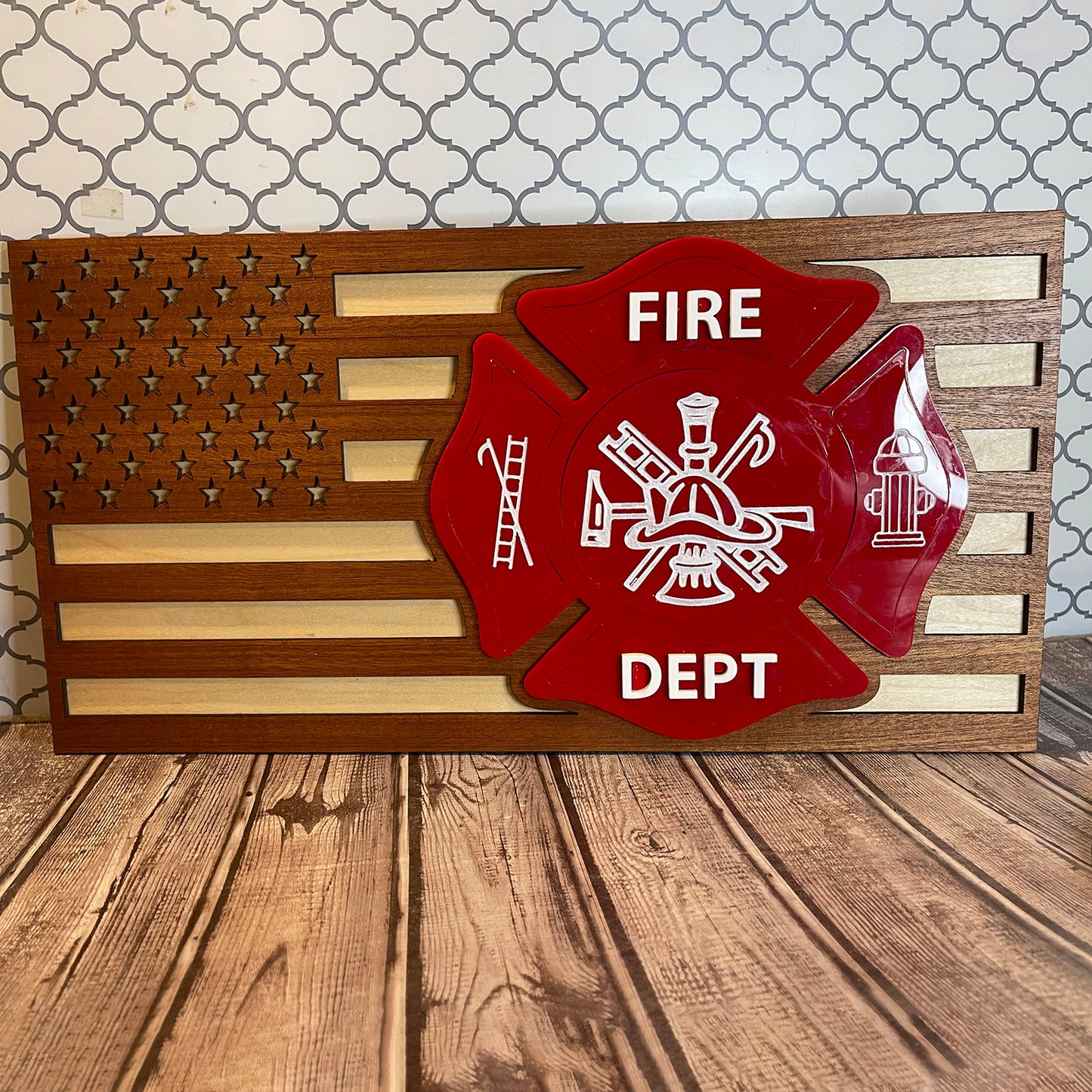 Layered Firefighter Flag With Symbol