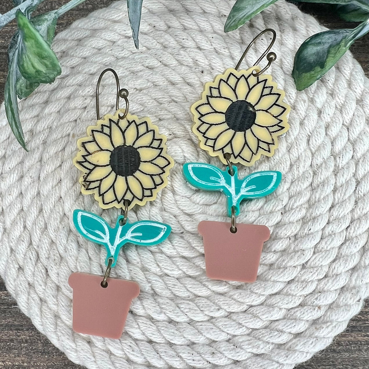 Earrings Sublimation Teardrop earring Butterfly and Sunflower