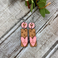 Conversation Heart Earrings/ Clay Earrings, Valentines Earrings/ Heart Earrings Be Mine - Pink