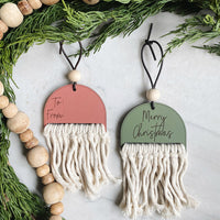 Macrame Boho Style Gift Tags / Christmas Stocking Tags - Eat, Drink, Spend, Sleep  (Set of 8)