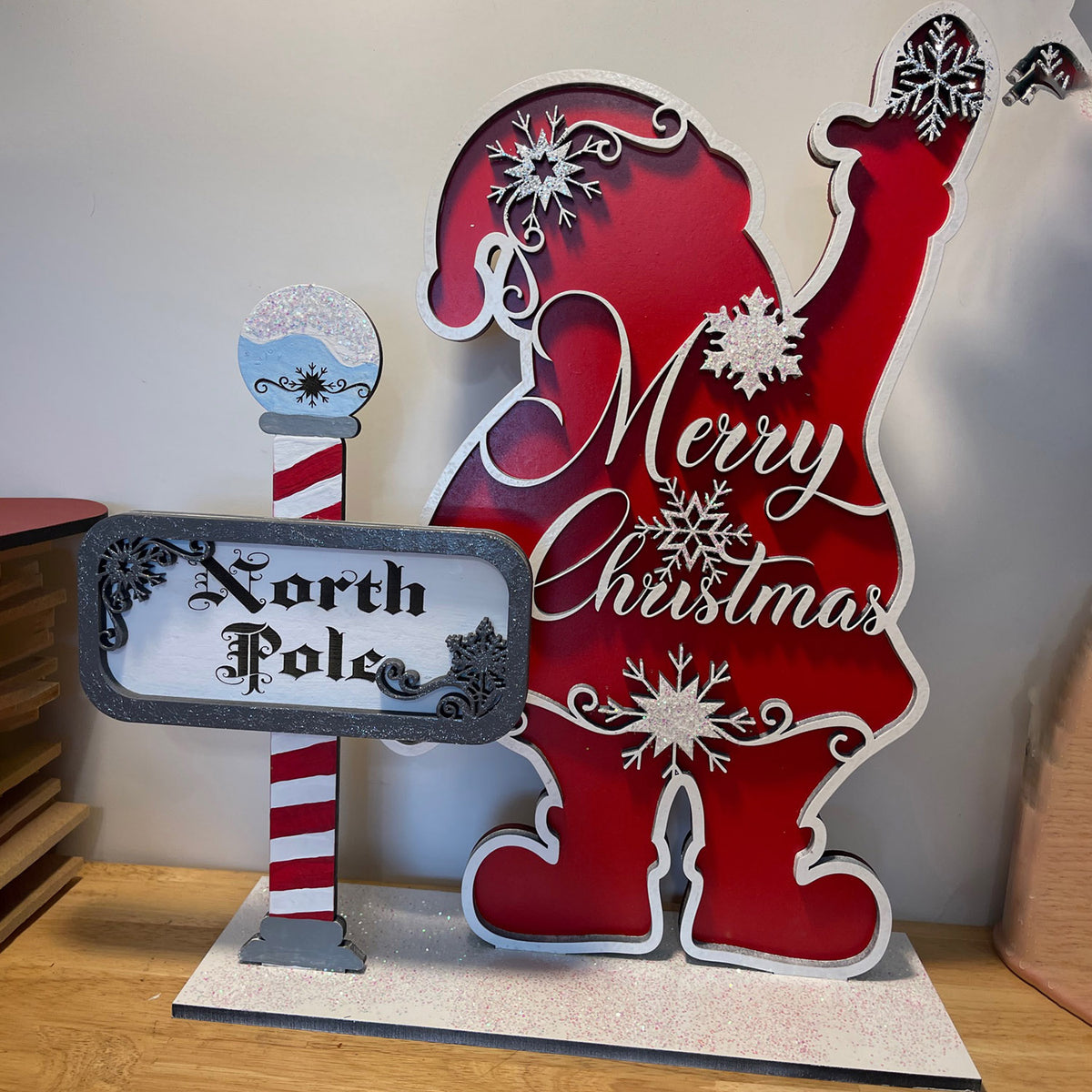 "Merry Christmas" Santa North Pole Stand - Glowforge