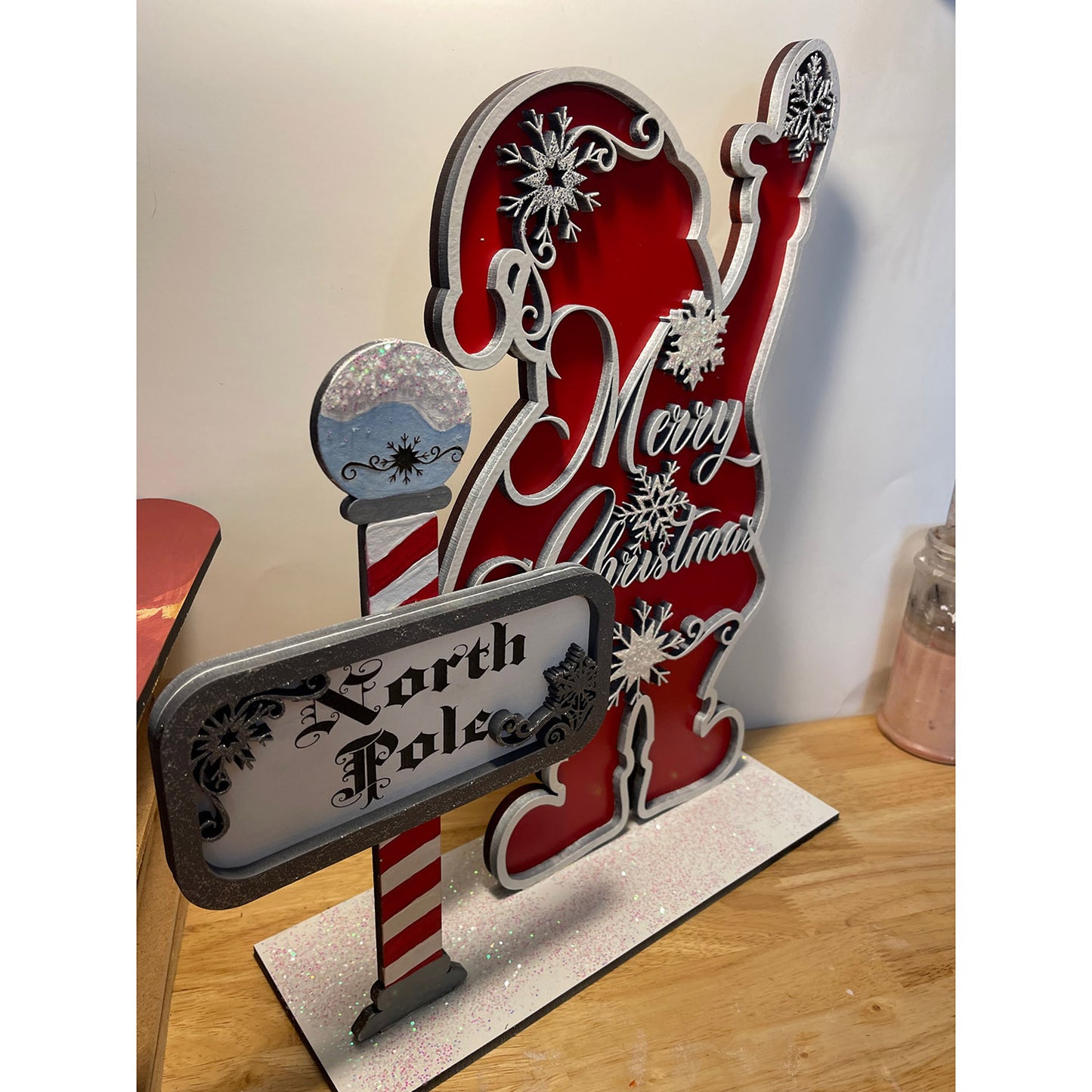 "Merry Christmas" Santa North Pole Stand - Glowforge