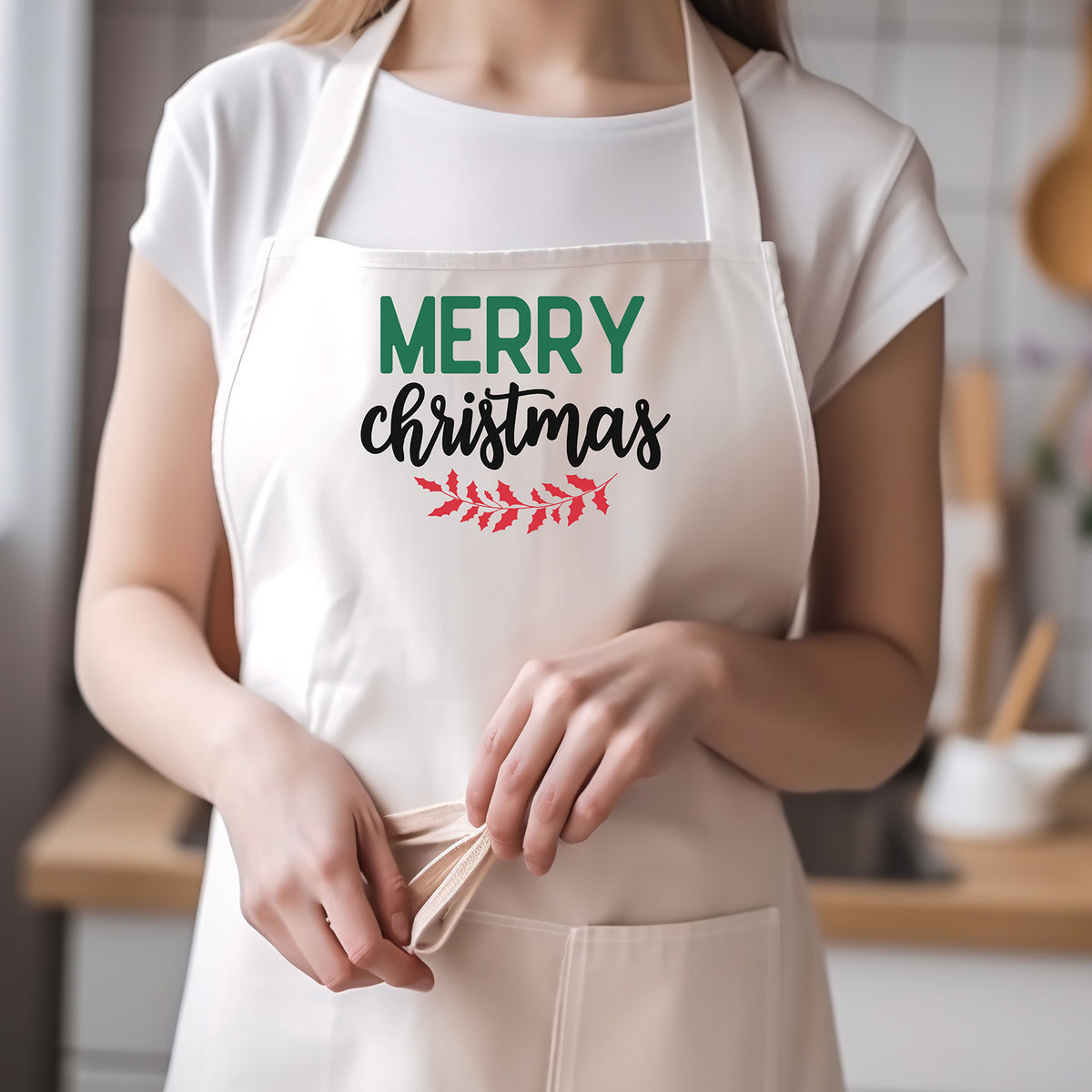 "Merry Christmas" With Holly Graphic - Glowforge