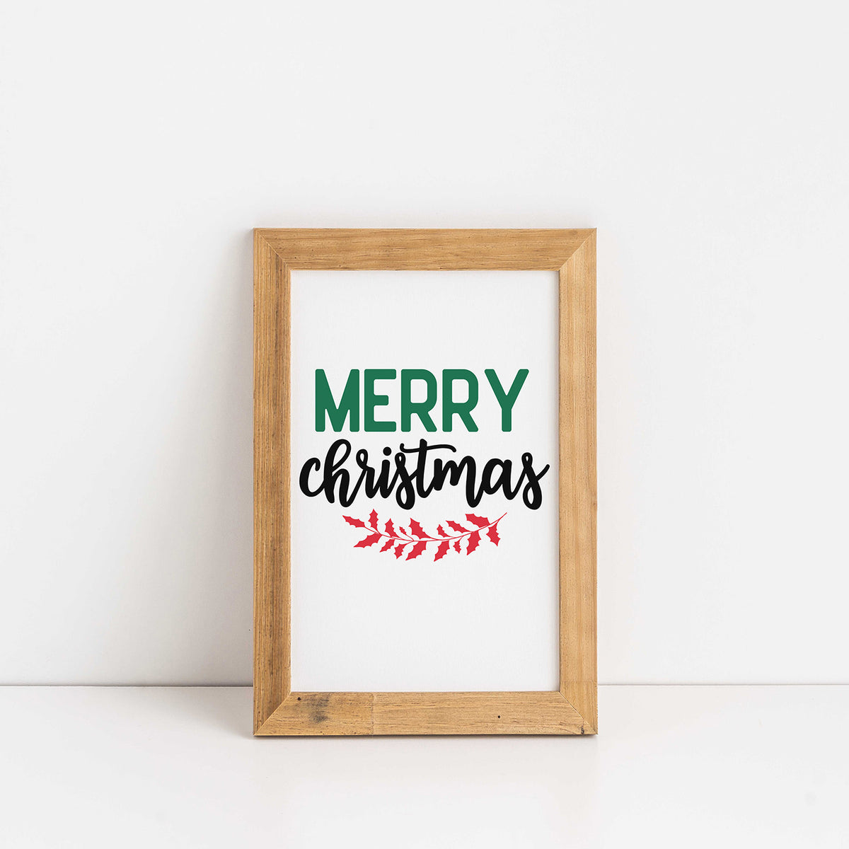 "Merry Christmas" With Holly Graphic - Glowforge