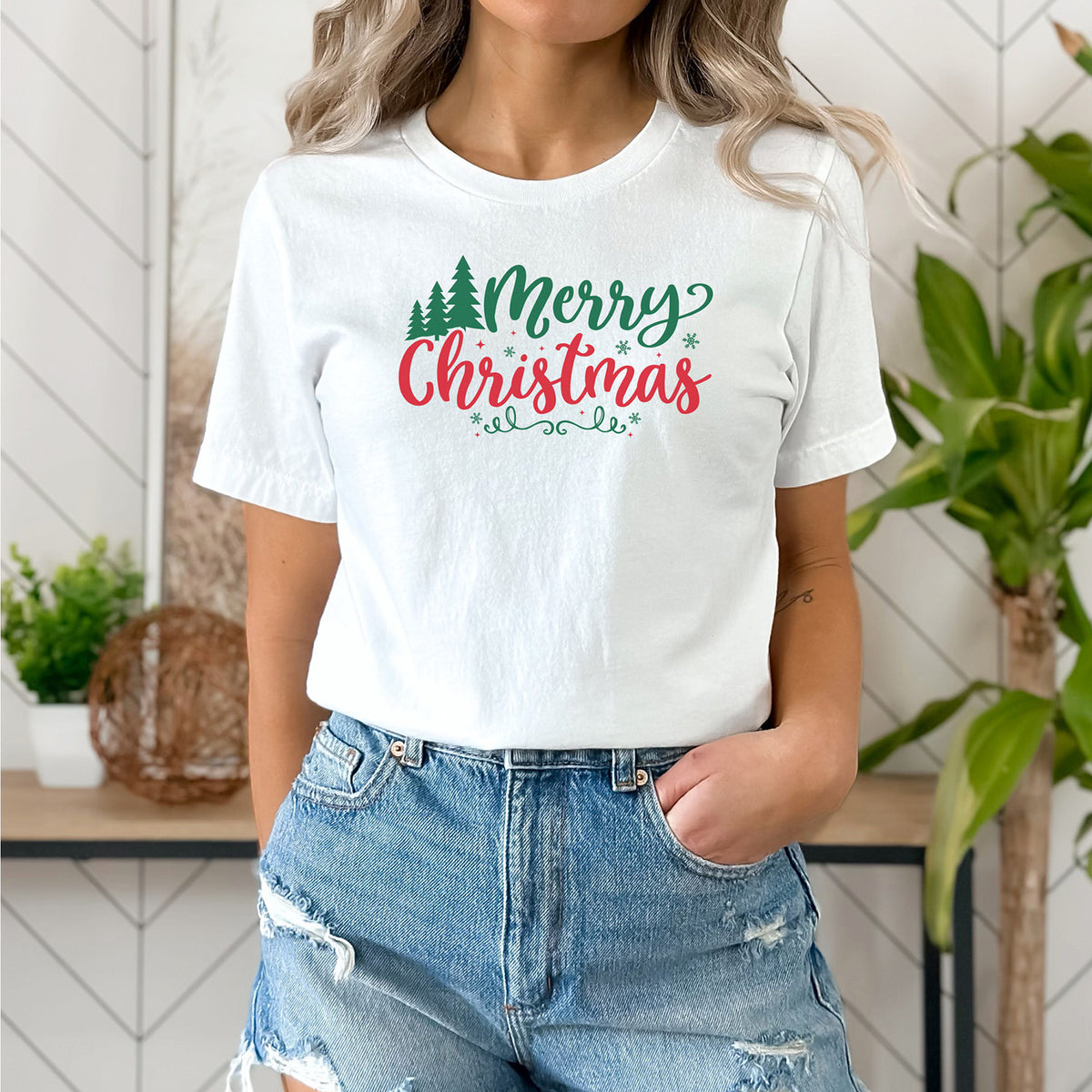 "Merry Christmas" With Snowflakes Graphic - Glowforge