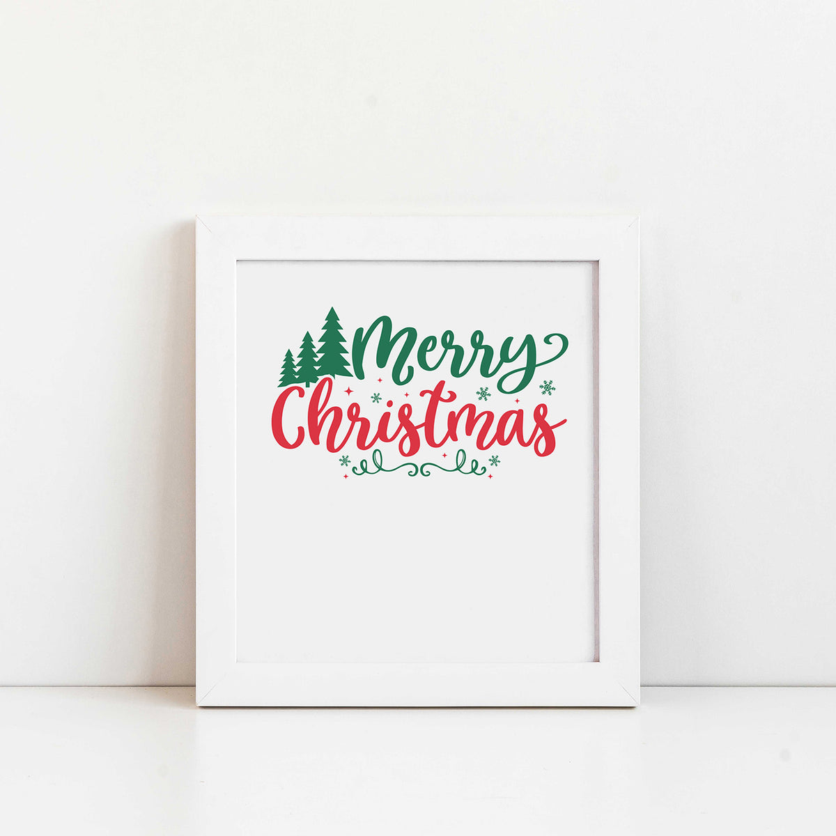 "Merry Christmas" With Snowflakes Graphic - Glowforge