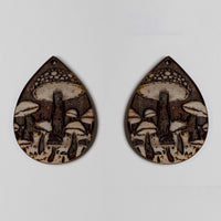 Mushroom Dangle Teardrop Earrings - Fungi Earrings
