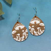 Mushroom Dangle Teardrop Earrings - Fungi Earrings