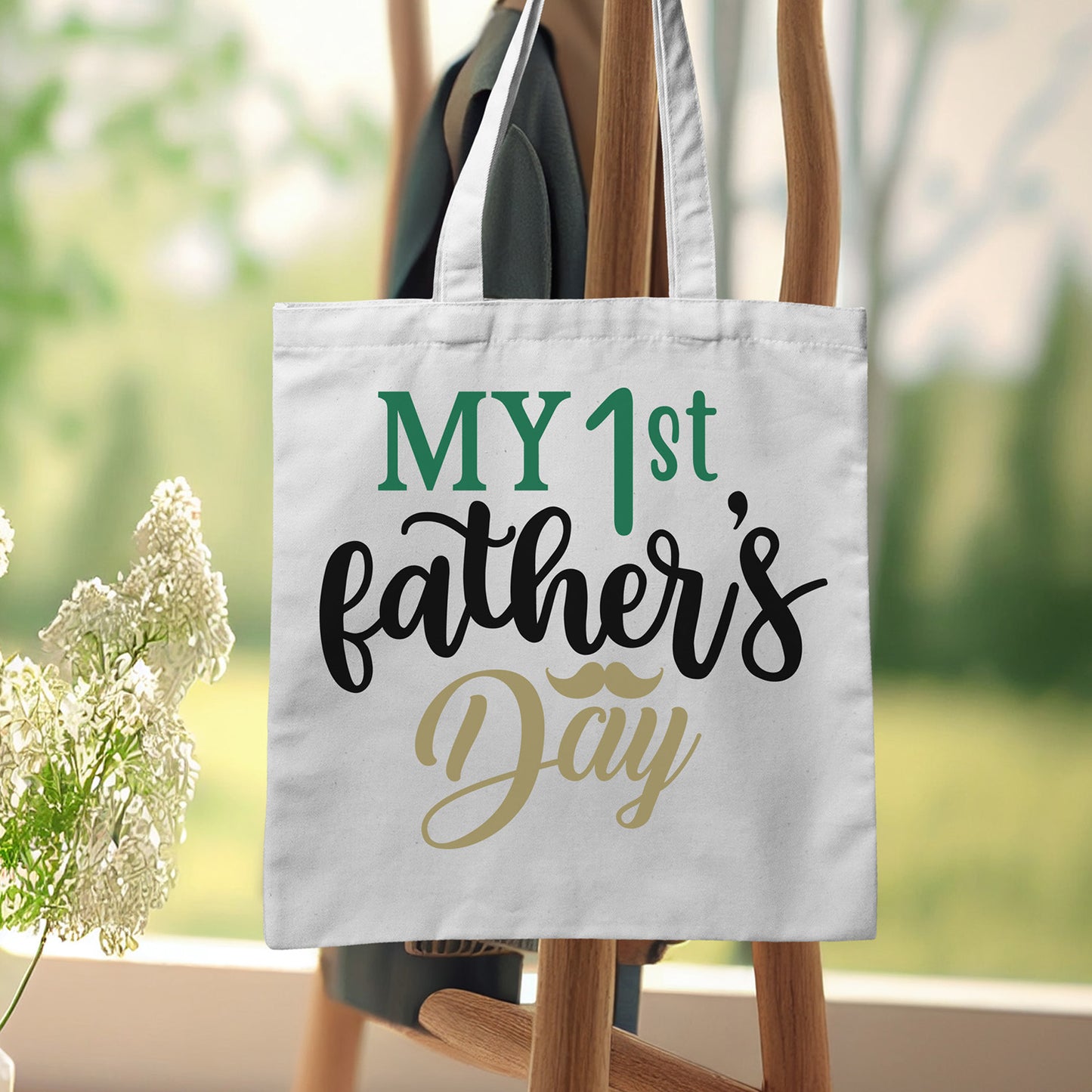 "My 1st Father's Day" With Mustache Graphic