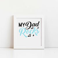 "My Dad Rocks" With Music Notes Graphic