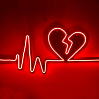 Neon Broken Heartbeat Sign - Broken Heartbeat Wall Decor