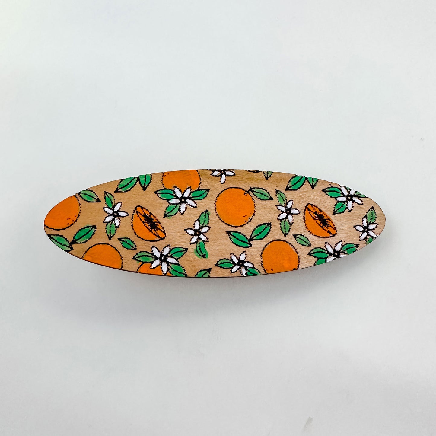 Orange Blossom Patterned Hair Clips (Set of 3)